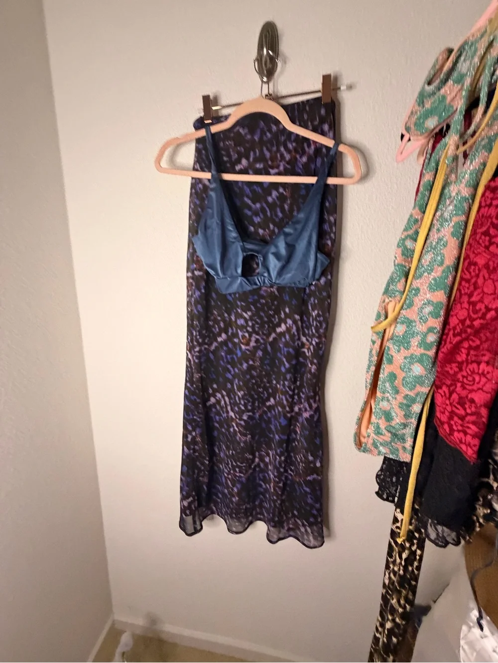 Blue & Black Printed Flow Maxi Skirt